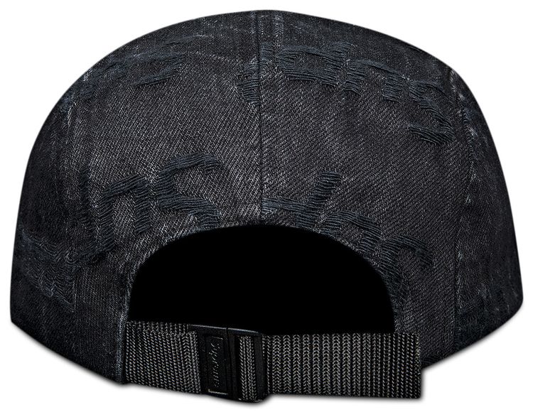 Supreme Frayed Logos Denim Camp Cap Black