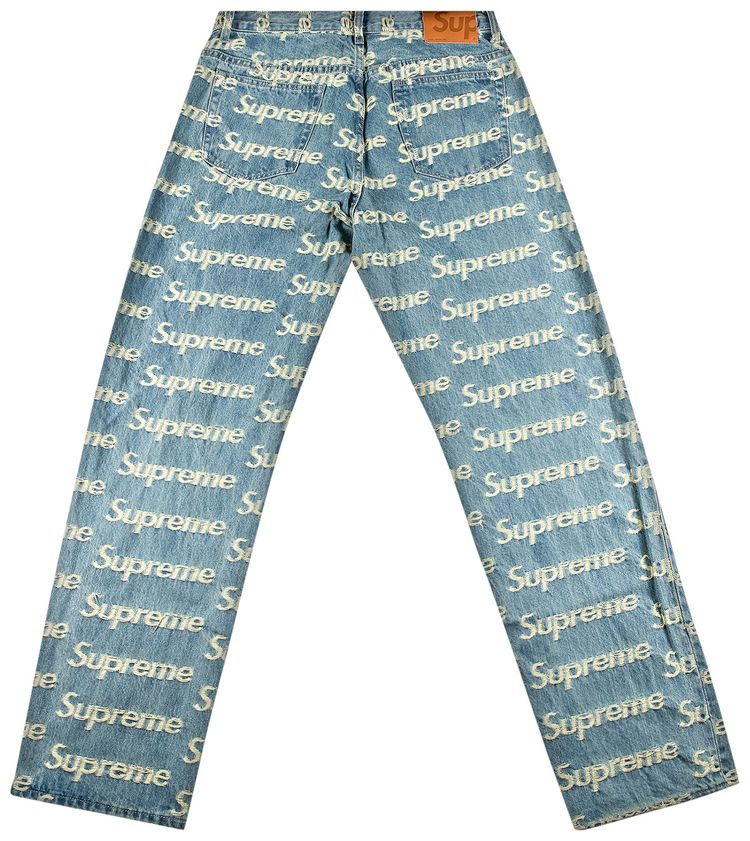 Supreme Frayed Logos Regualr Jean Blue