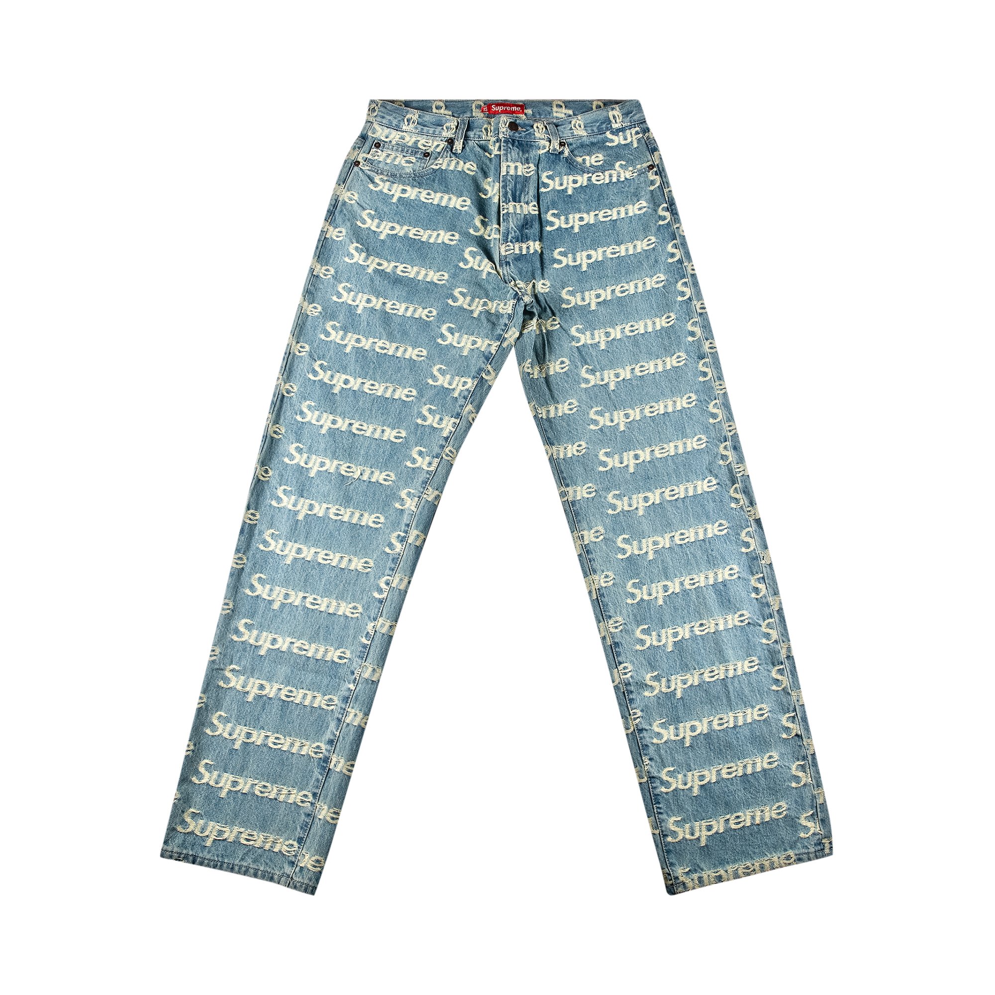 Supreme Frayed Logos Regualr Jean 'Blue'