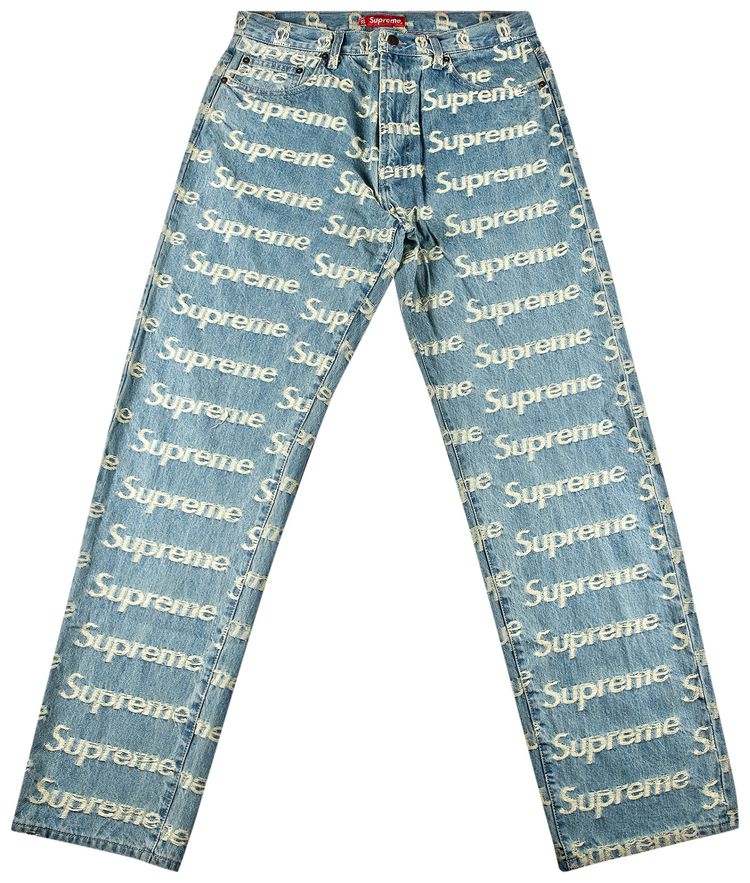 Supreme Frayed Logos Regualr Jean Blue