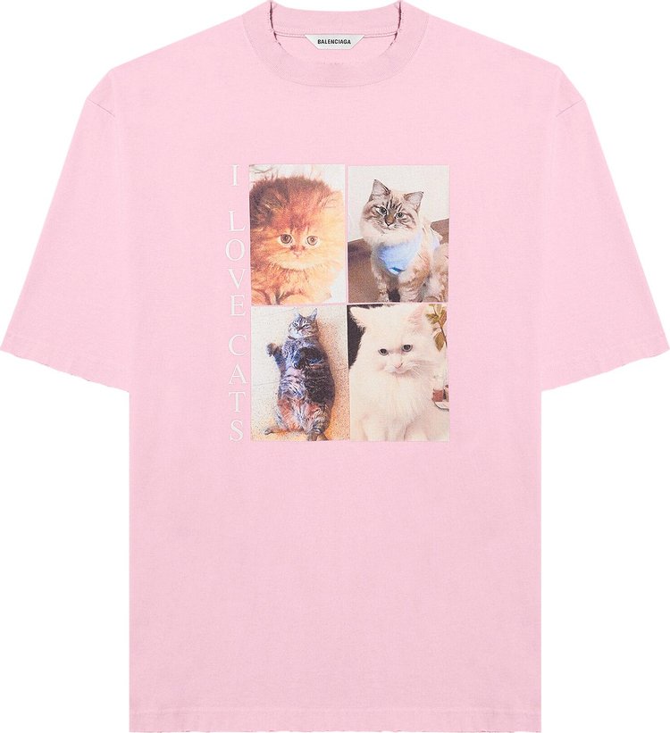 Balenciaga I Love Cats T Shirt Pink