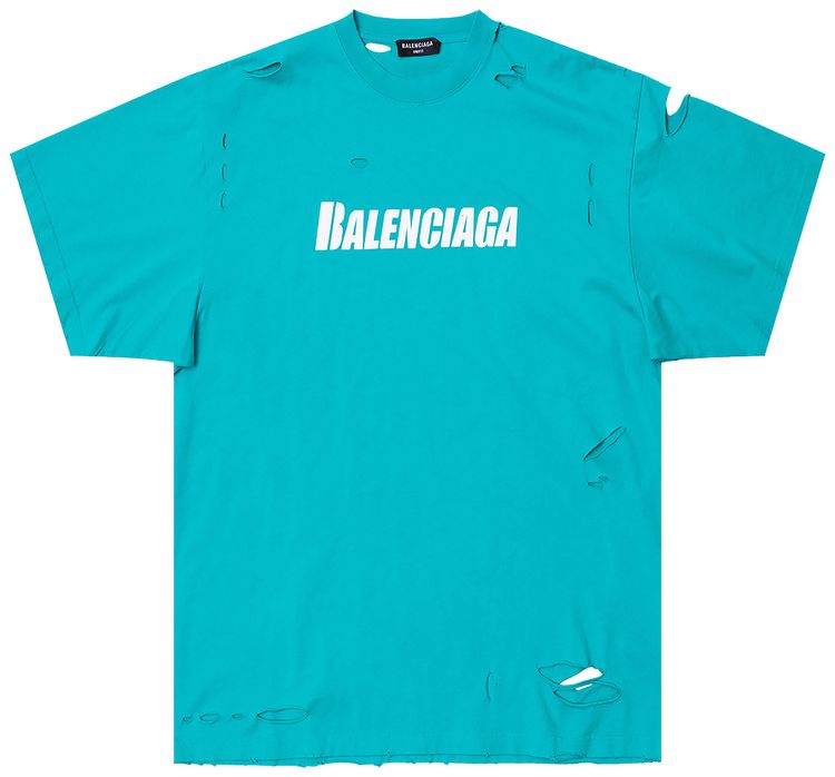 Balenciaga Boxy T Shirt TurquoiseWhite