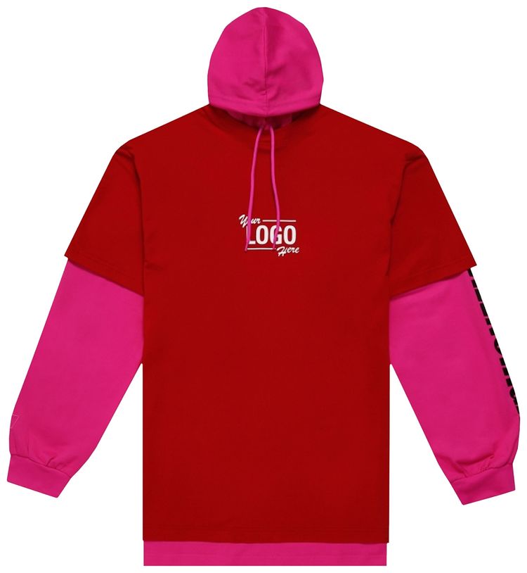 Balenciaga Hooded Double Layer T Shirt RaspberryWhite