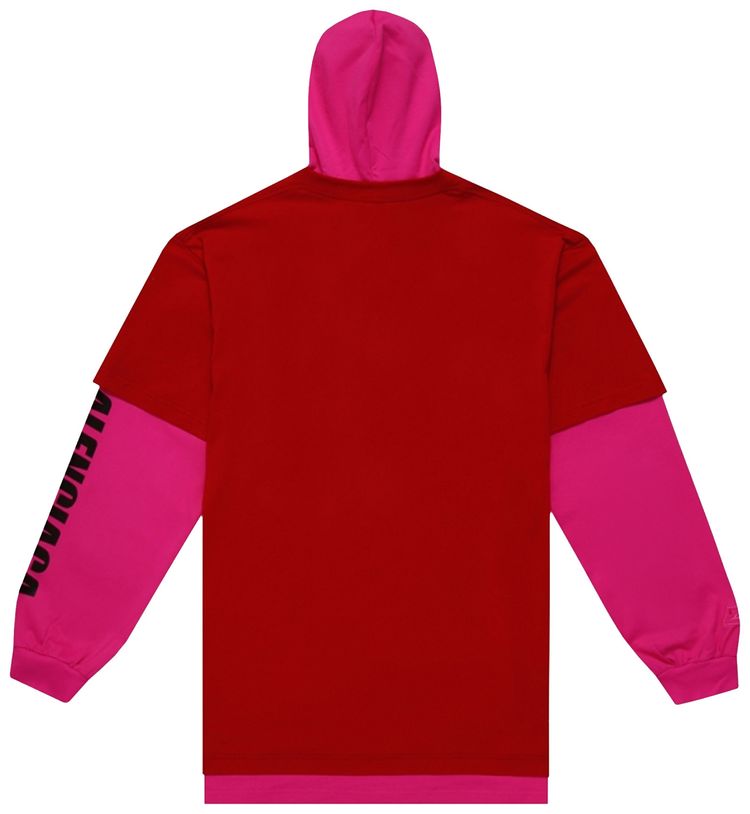 Balenciaga Hooded Double Layer T Shirt RaspberryWhite