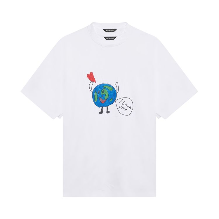 Balenciaga Love Earth Flatground Large Fit T Shirt White