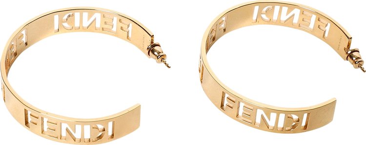 Fendi Logo Cutout Hoop Earrings Oro