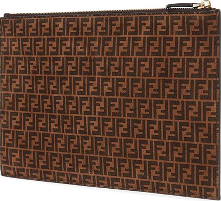 Fendi FF Medium Flat Pouch Brown