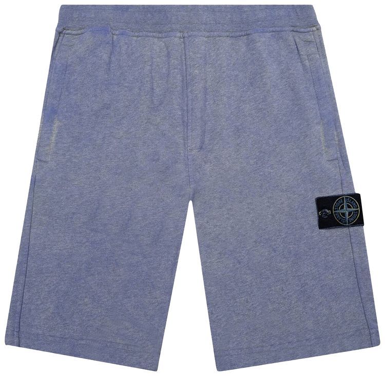 Stone Island Patch Logo Fleece Shorts Blue