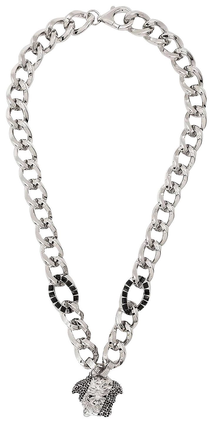 Versace Palazzo Dia Crystal Chain Necklace Black