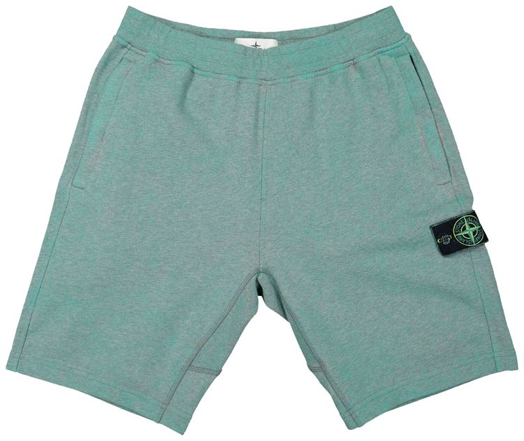 Stone Island Patch Logo Fleece Shorts Blue