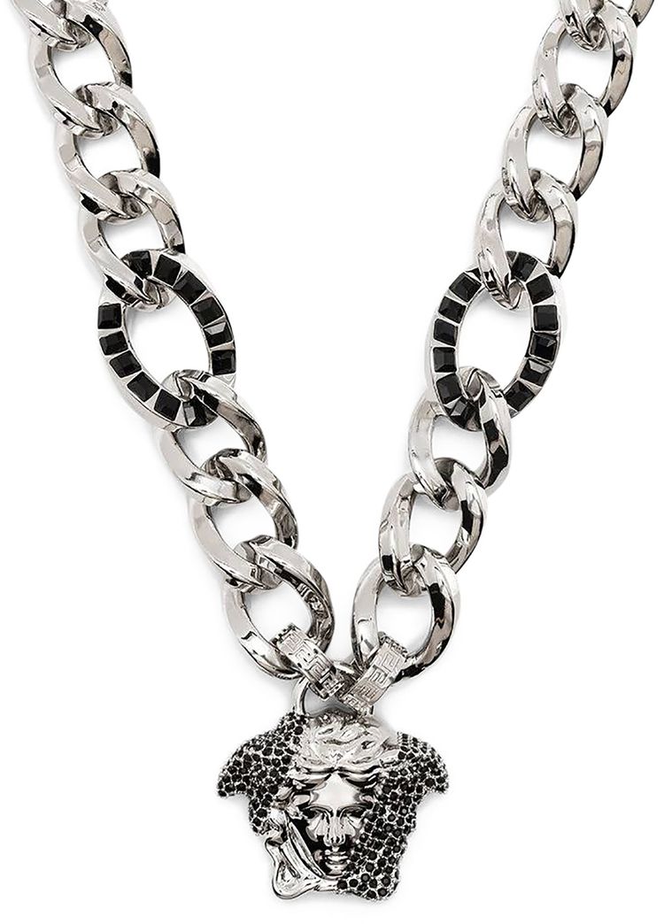 Versace Palazzo Dia Crystal Chain Necklace Black