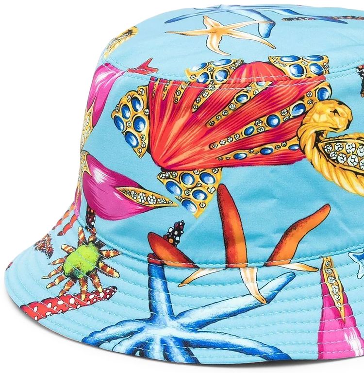 Versace Tresor De La Mer Print Bucket Hat BlueMulticolor
