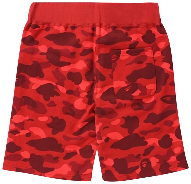 BAPE Camo Shark Sweat Shorts Red