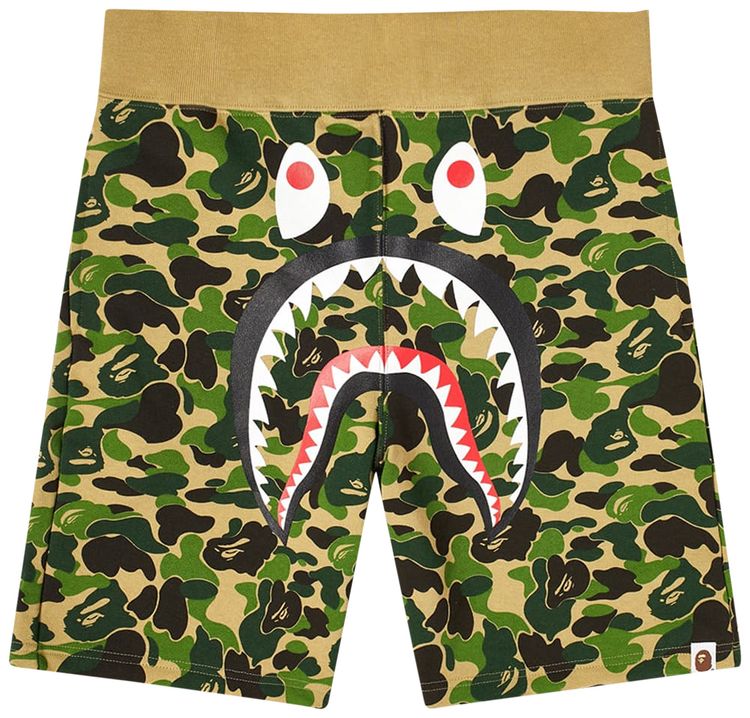 BAPE ABC Camo Shark Sweat Shorts Green