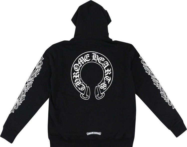 Chrome Hearts Horseshoe Floral Cross Sleeve Zip Up Hoodie BlackWhite