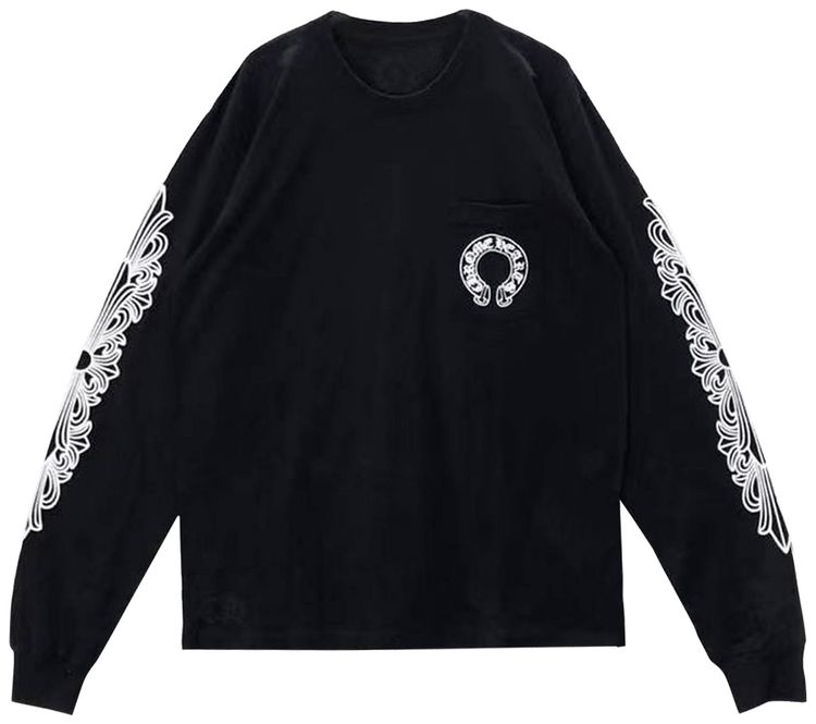 Chrome Hearts Horseshoe Long Sleeve T Shirt BlackWhite