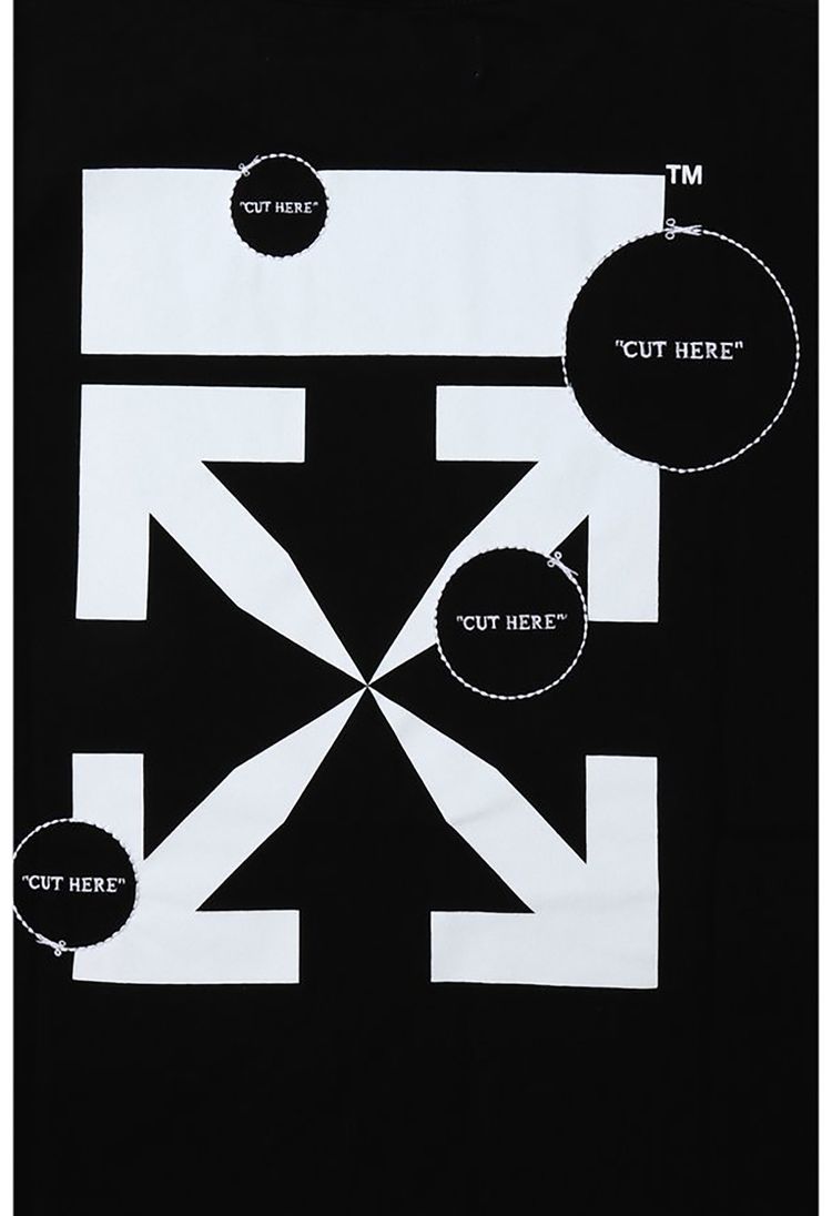 Off White Cut Here Short Sleeve Slim Tee BlackWhite