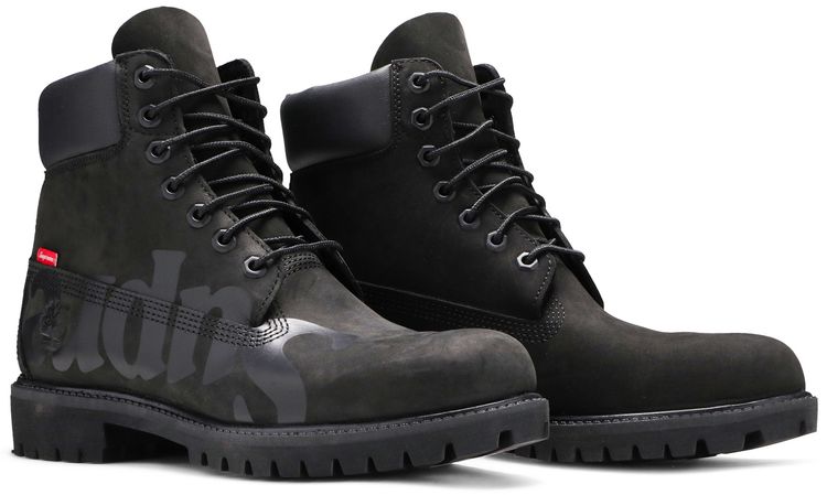 Supreme x Timberland 6 Inch Premium Waterproof Boot Big Logo Black