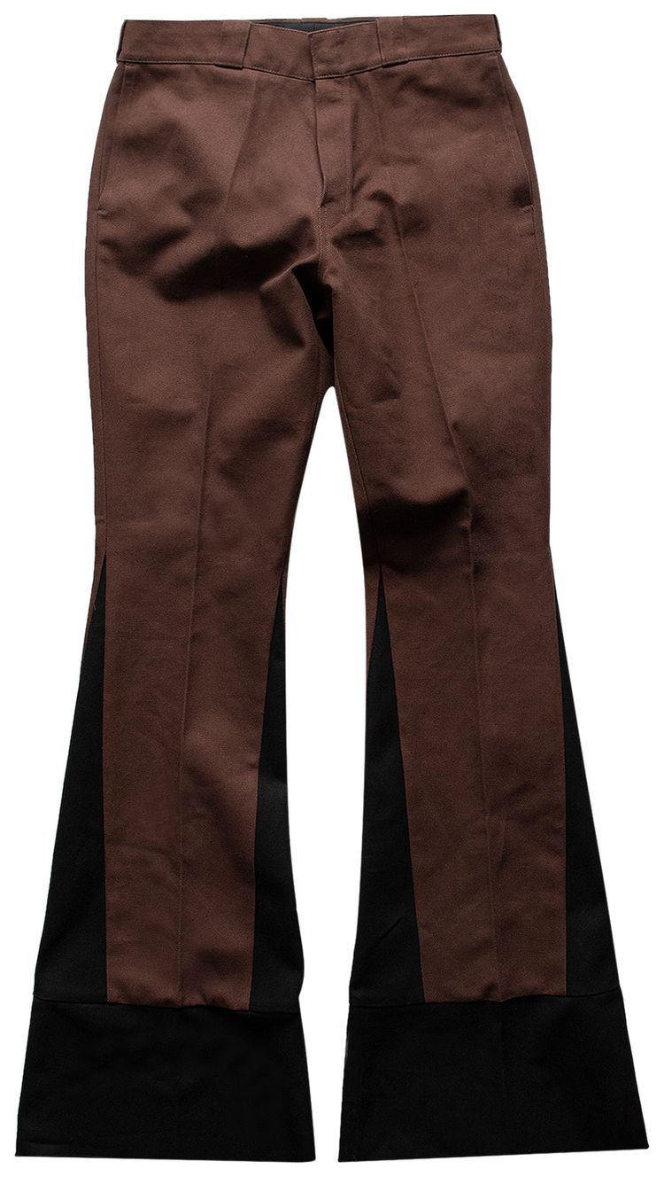 Raf Simons Flared Pants With Contrasting Inserts BrownBlack