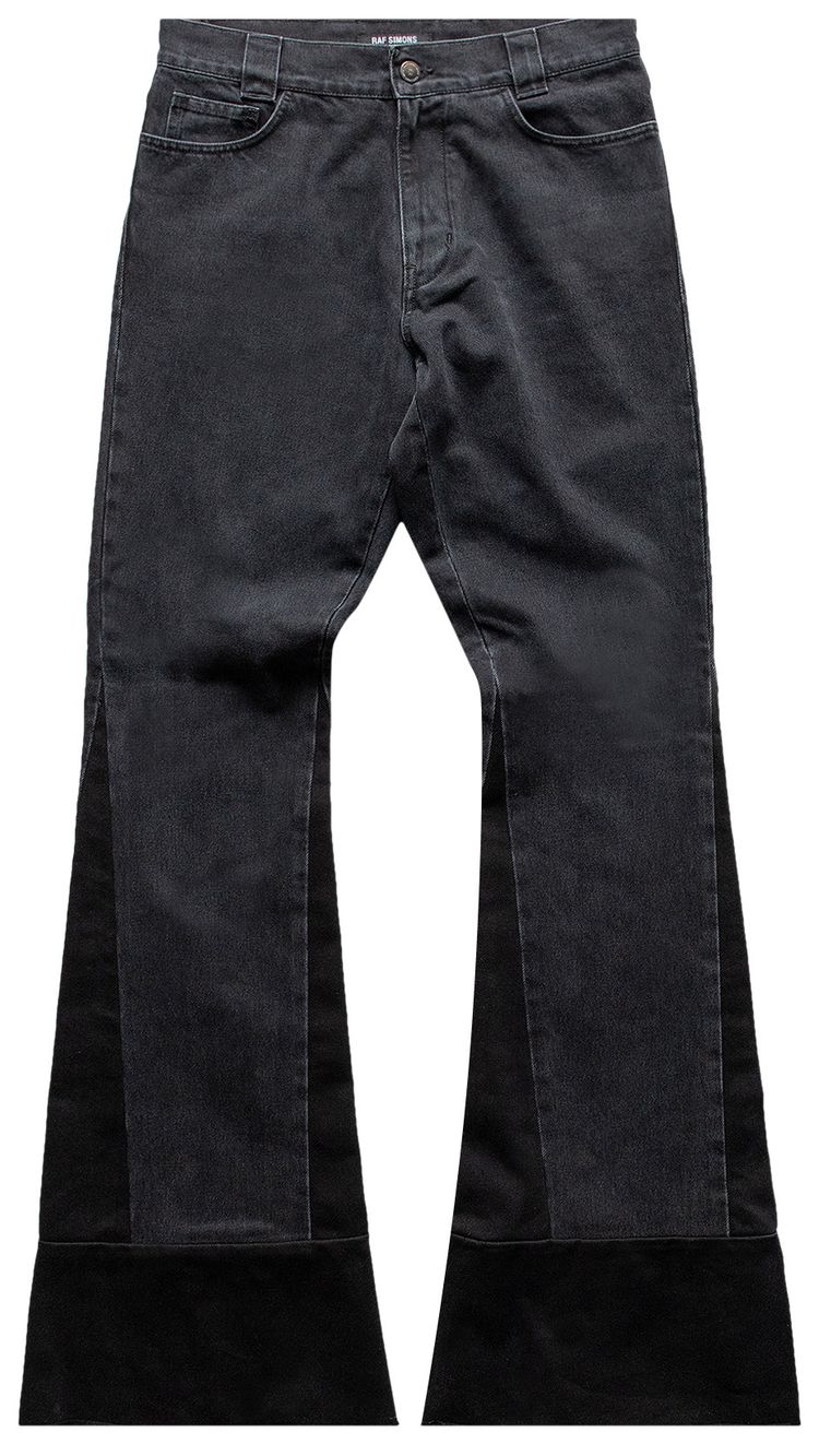 Raf Simons Flared Denim Workwear Pants With Inserts Black