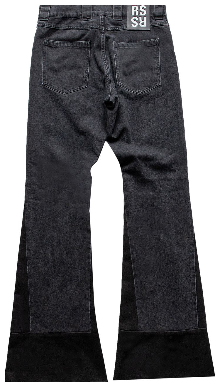 Raf Simons Flared Denim Workwear Pants With Inserts Black
