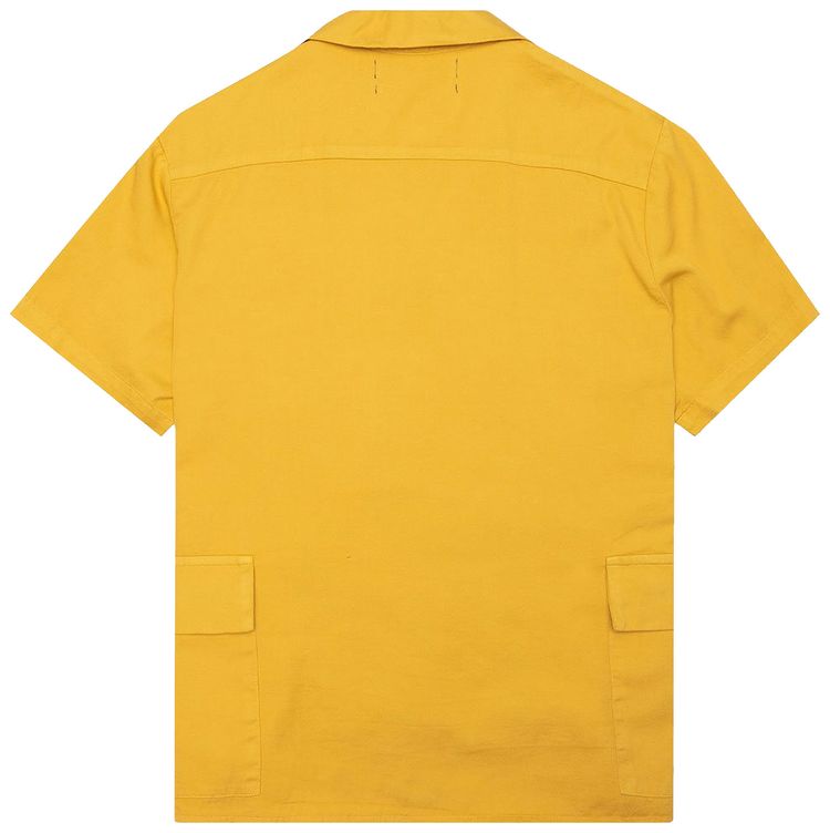 Reese Cooper Short Sleeve Cotton Cargo Button Down Shirt Yellow