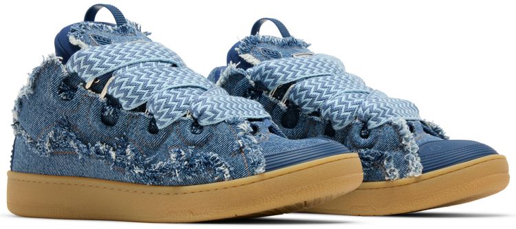 Lanvin Curb Sneakers Frayed Denim