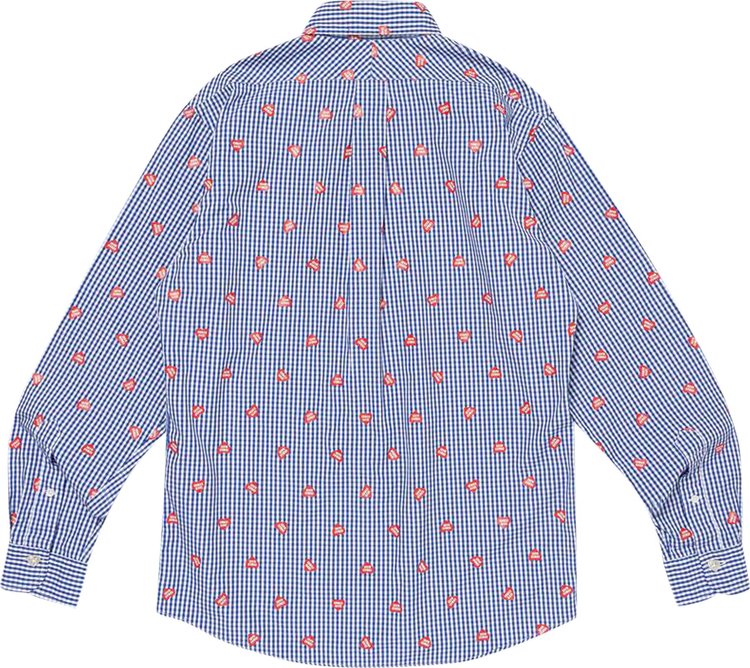 Human Made Heart Gingham Check Shirt Blue