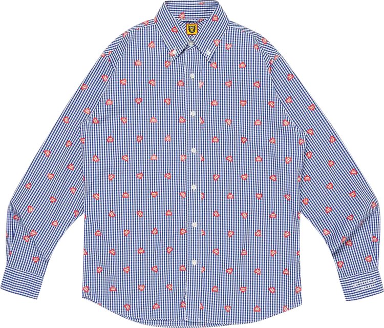 Human Made Heart Gingham Check Shirt Blue