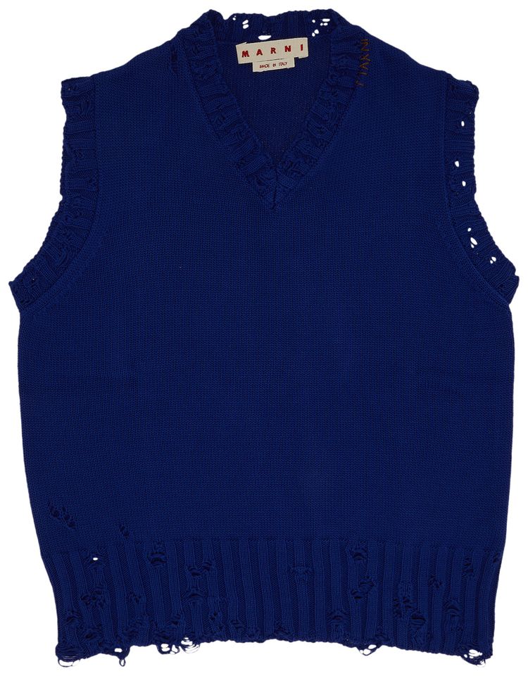 Marni Dishevelled V Neck Sweater Bluette
