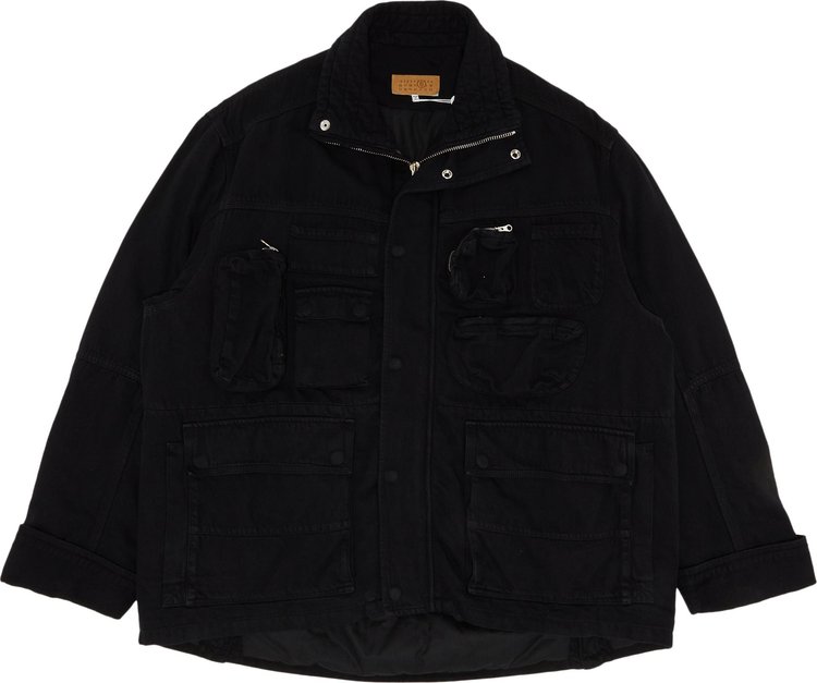 MM6 Maison Margiela Oversized Denim Sports Jacket Black