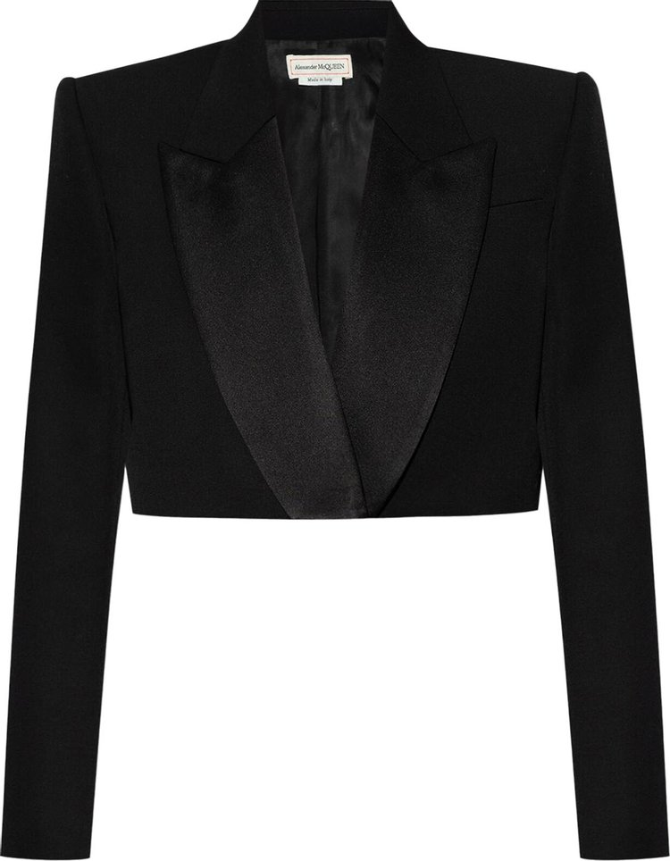 Alexander McQueen Cropped Tuxedo Jacket Black