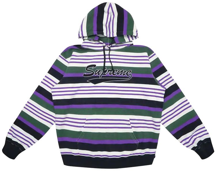 Supreme Striped Hooded Sweatshirt Black