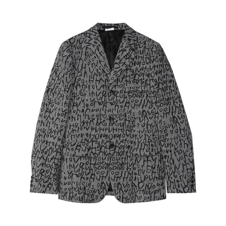 COMME des GARCONS wool Sleeve design cut houndstooth pattern tailored jacket GP-J028 Black x white S