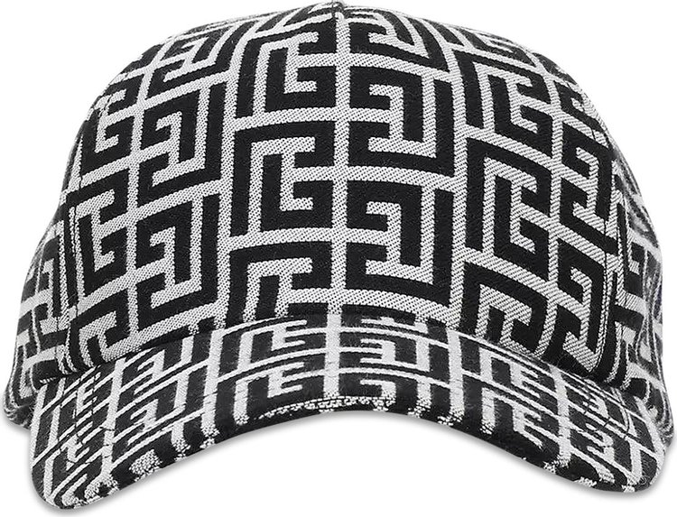 Balmain Monogam Jacquard Wool Cap Black