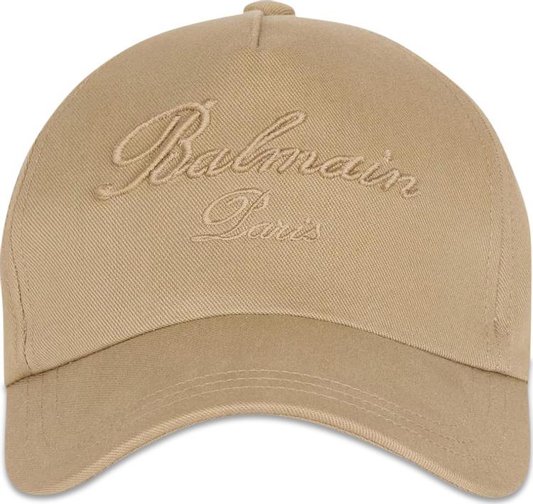 Balmain Signature Embroidered Cap Beige