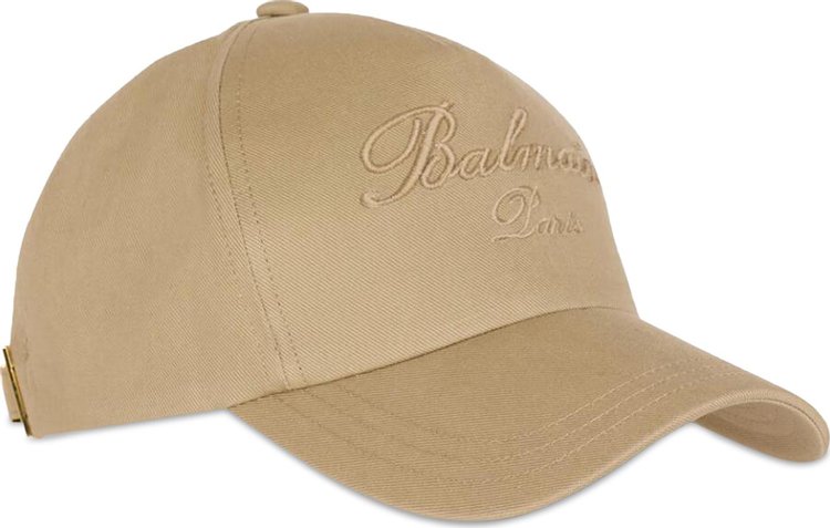 Balmain Signature Embroidered Cap Beige