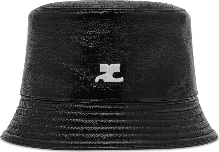 Courreges Signature Vinyl Bucket Hat Black