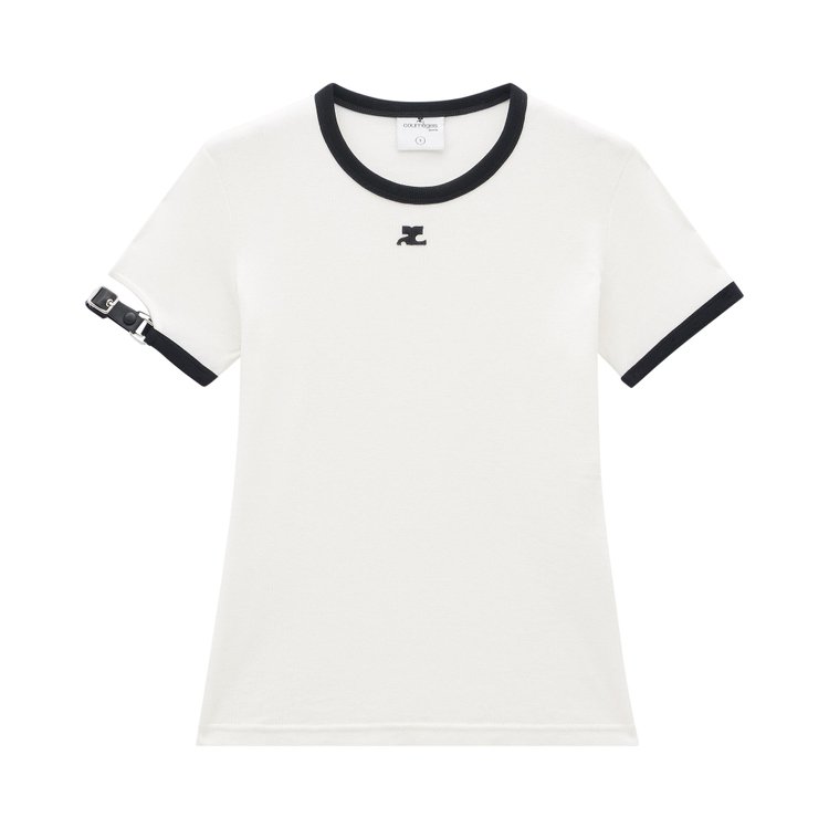 Courreges Buckle Contrast T Shirt Heritage WhiteBlack