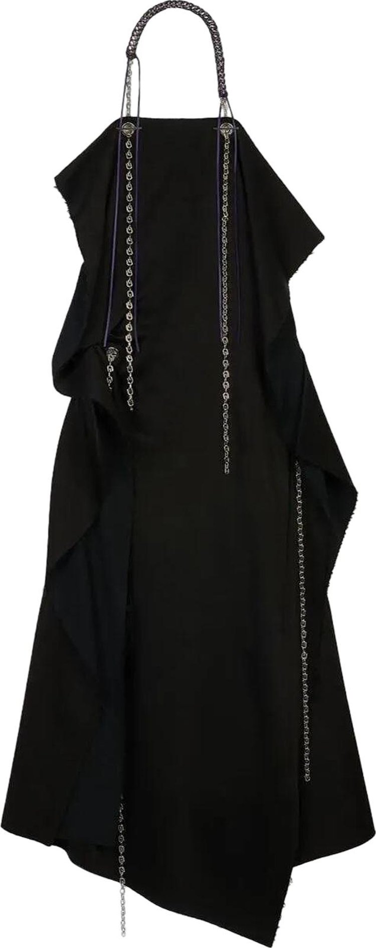 Givenchy Drape Asymmetrical Dress With Metallic Details Black