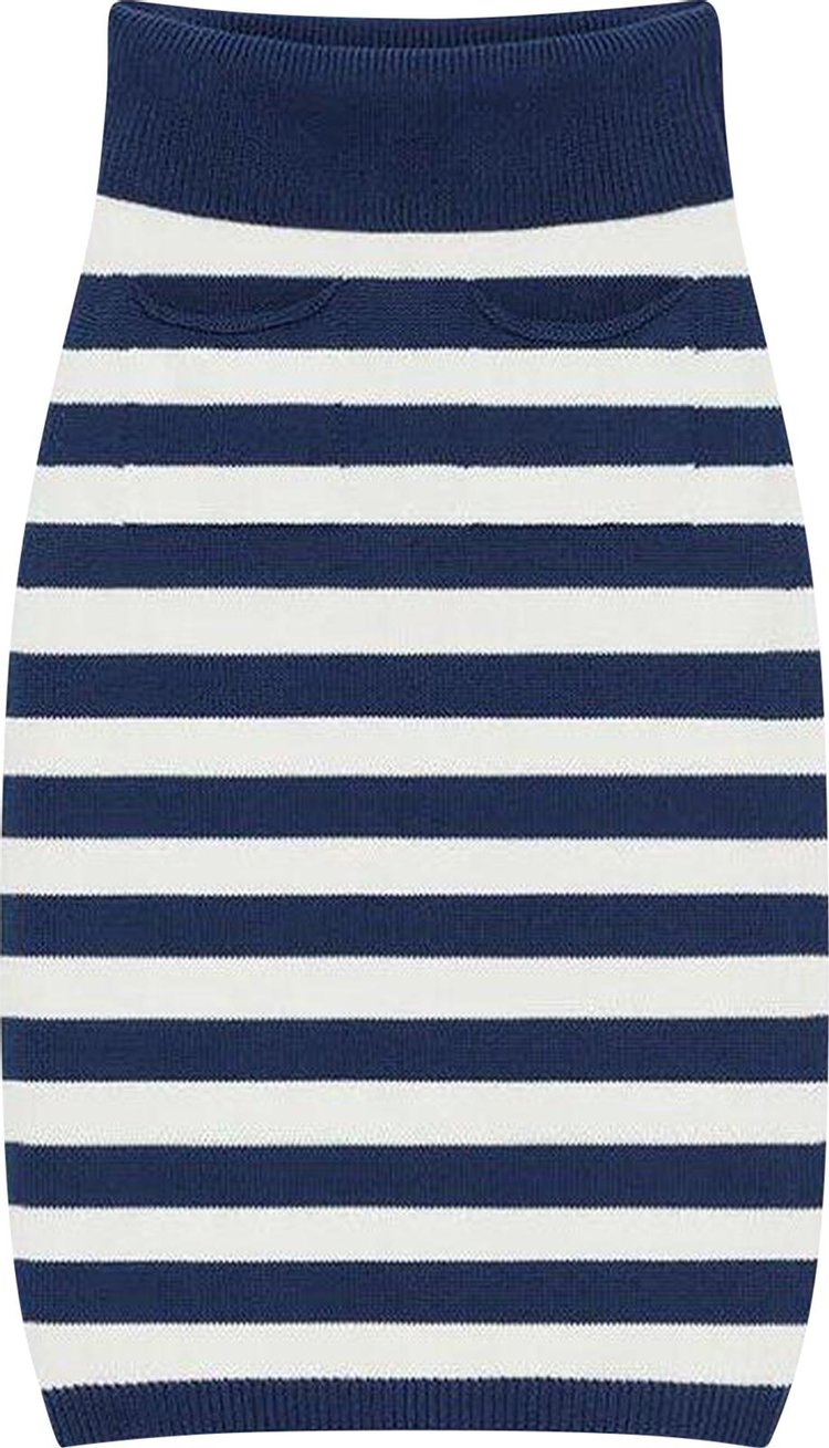 Kenzo Striped Midi Pencil Skirt Midnight Blue