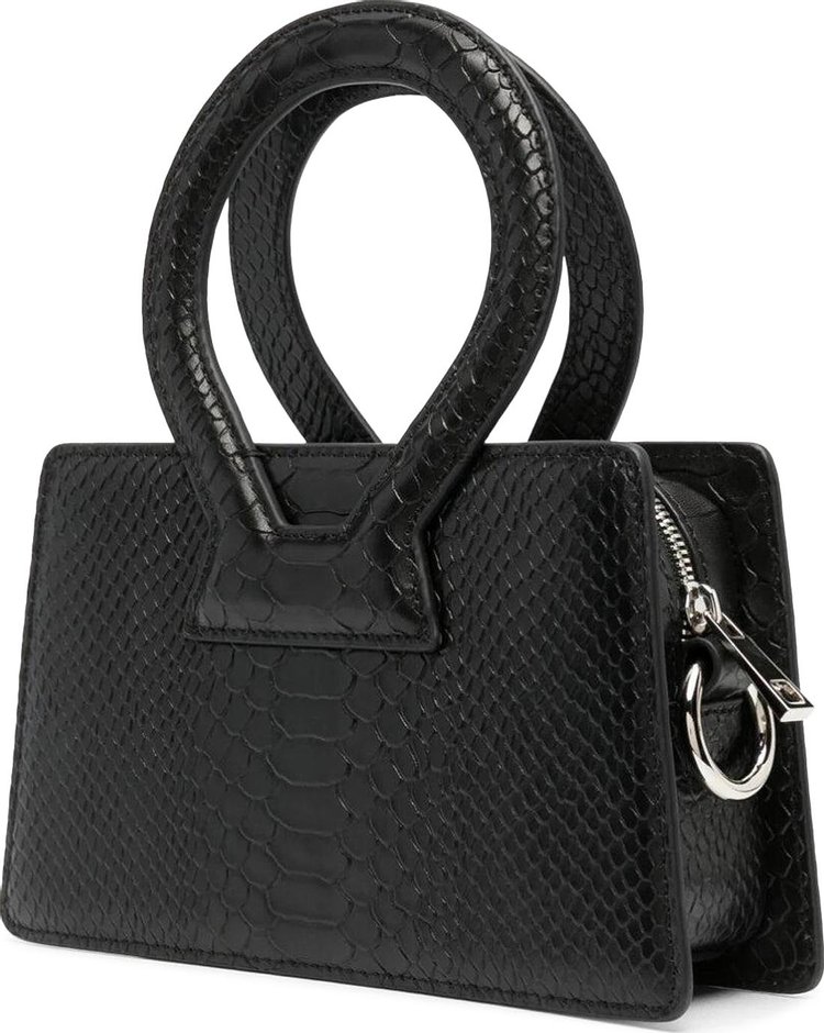 Luar Large Ana Python Embossed Top Handle Black