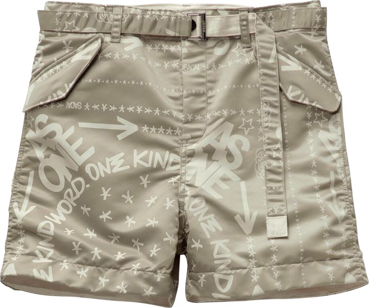 Sacai Eric Haze Bandana Print Shorts Green