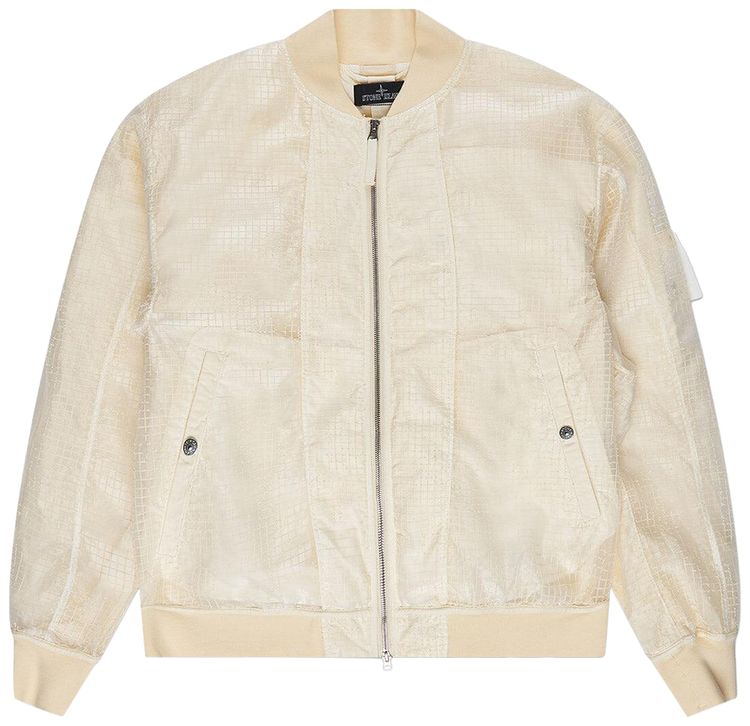 Stone Island Shadow Project Zip Up Bomber Jacket Ivory