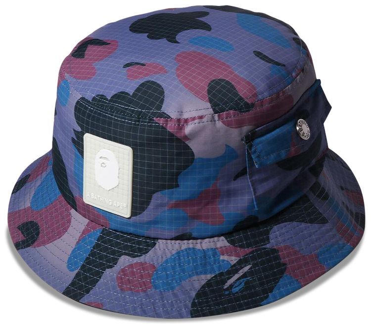 BAPE Bape Grid Camo Bucket Hat Purple