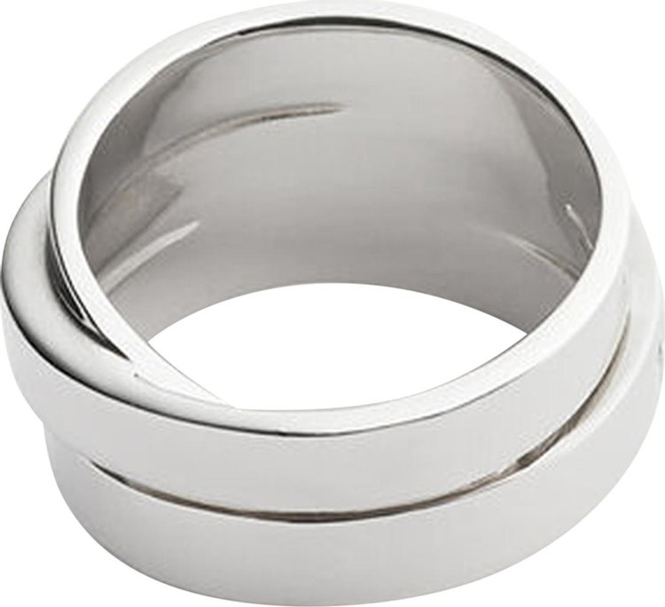 MM6 Maison Margiela Metal Tripple Logo Ring Polished Palladio