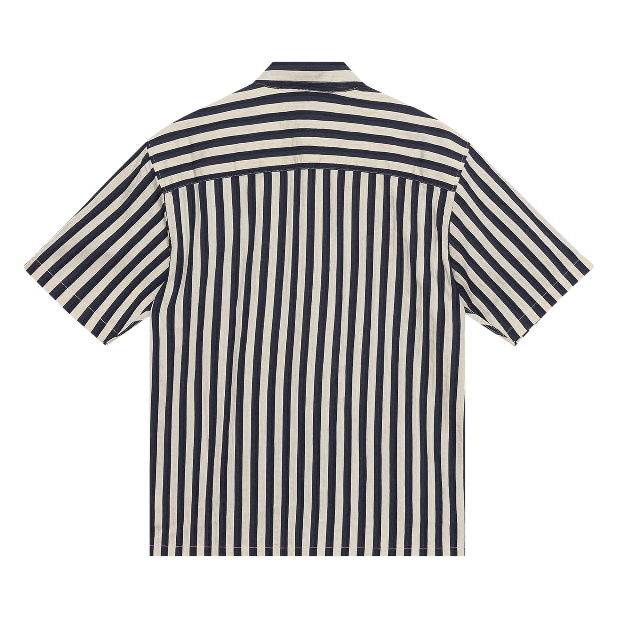 Buy Stussy Striped Boxy Flat Hem Shirt 'Navy' - 1110325 NAVY