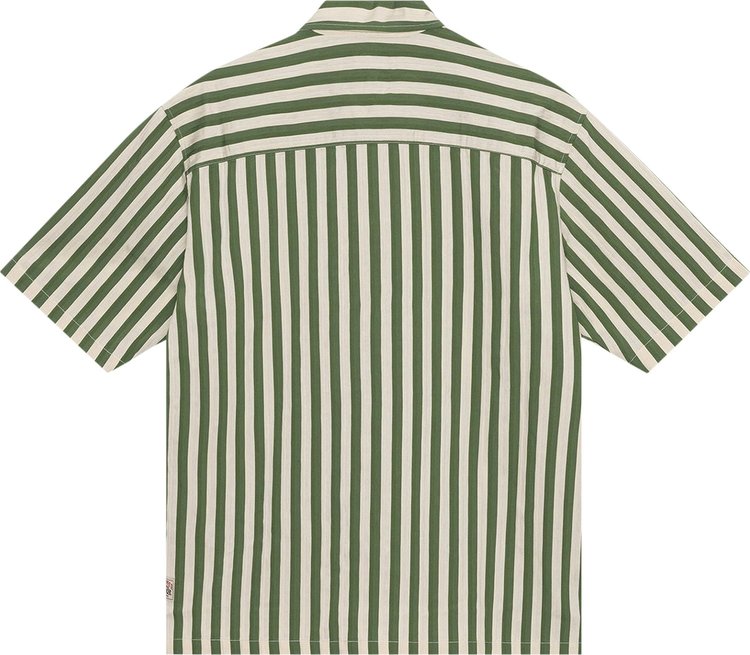 Stussy Striped Boxy Flat Hem Shirt Green