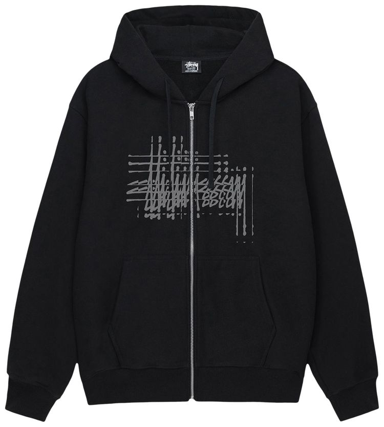 Stussy Refracted Zip Hoodie Black