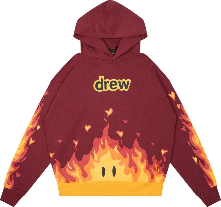 Drew House Secret Fire Oversized Hoodie Burgundy